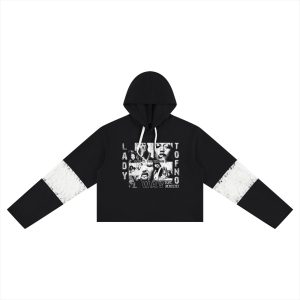 Lady T.OF.N.O. Her Way Women’s Cropped Lace-Panel Hoodie