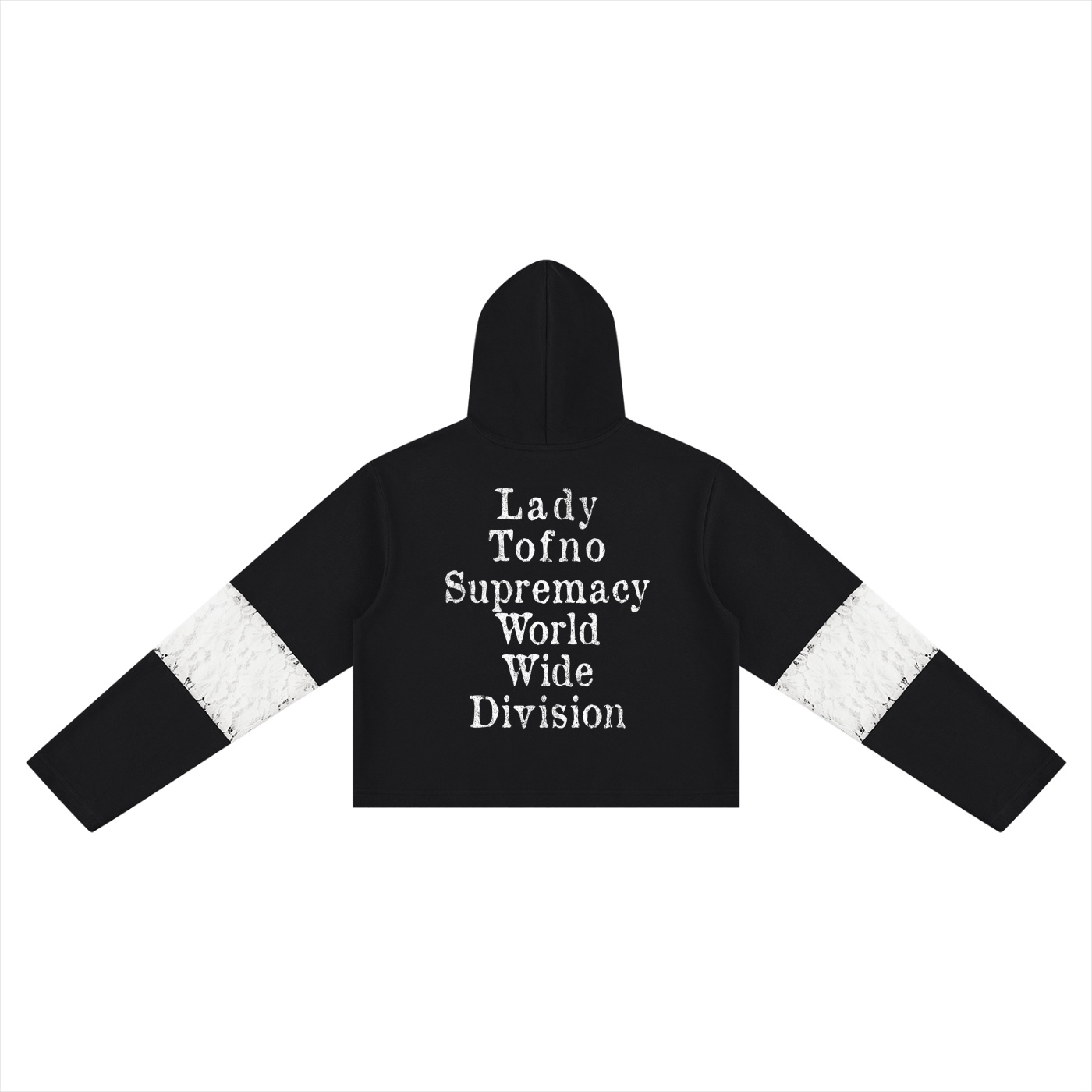 Lady T.OF.N.O. Her Way Women’s Cropped Lace-Panel Hoodie - Image 2